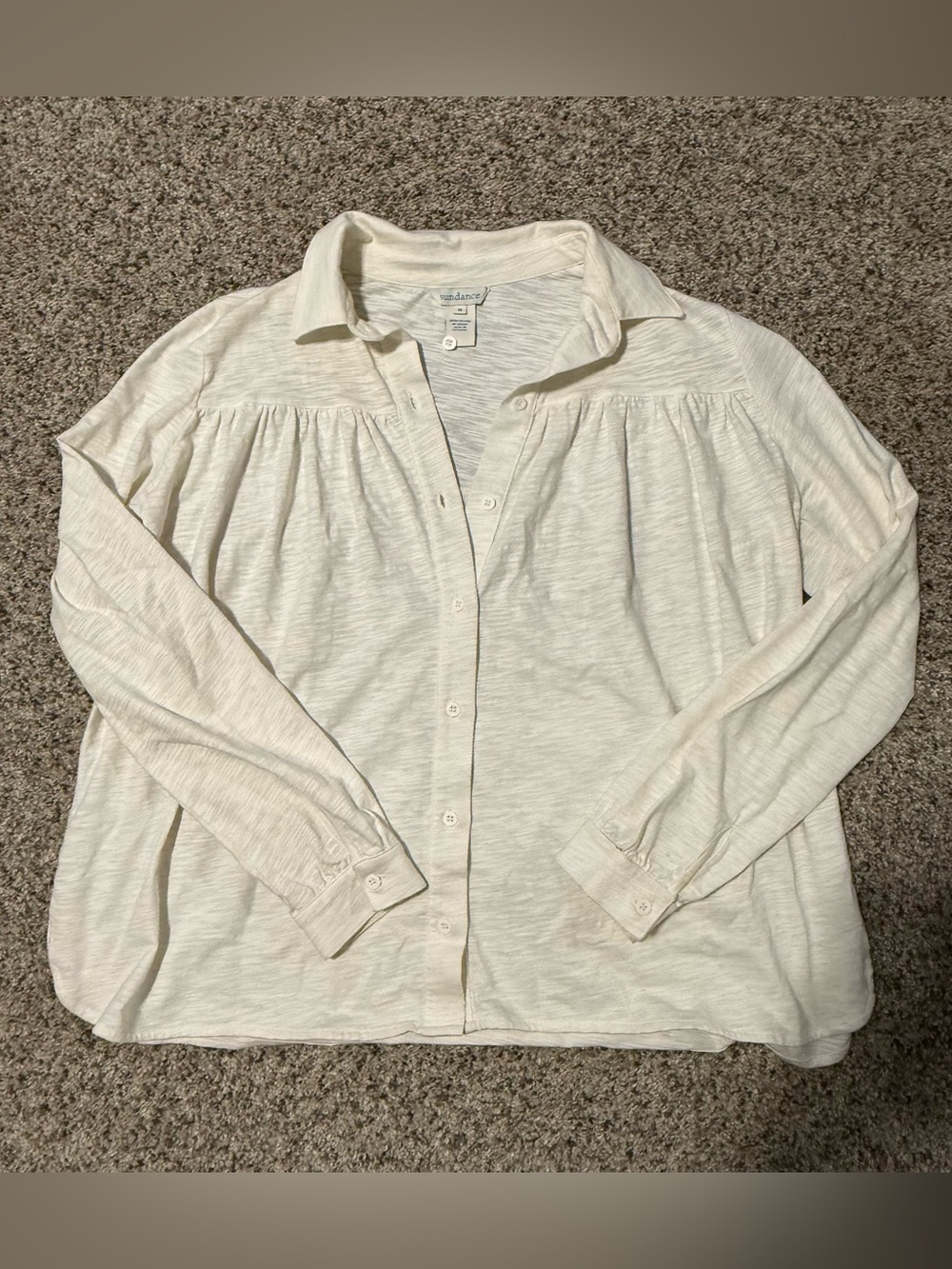 Sundance Ivory Button-Front Peasant Top